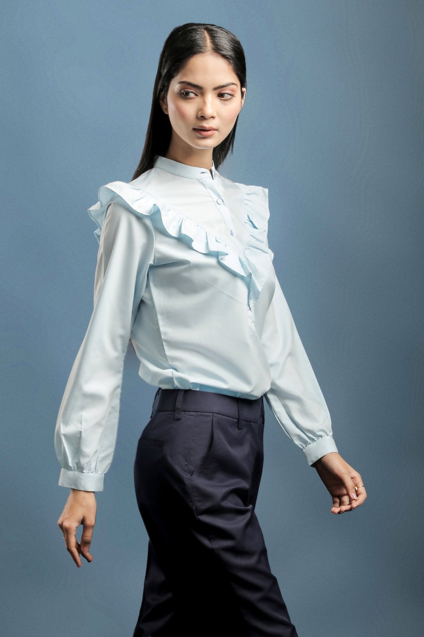 Sky Blue Frill Shirt