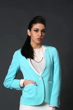 Sky Blue V-Neck & Ivory Short Suit