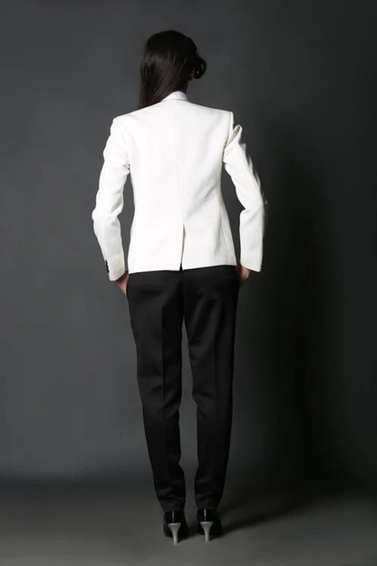 White Classy Blazer & Black Slim Fit Trouser Suit