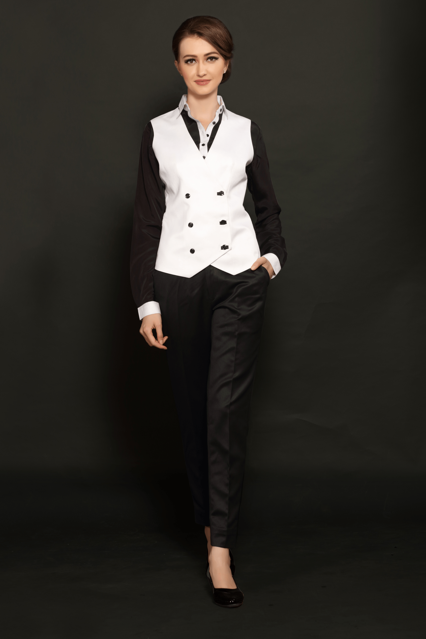 White Double Breasted Waistcoat - Dheeraj Sharma