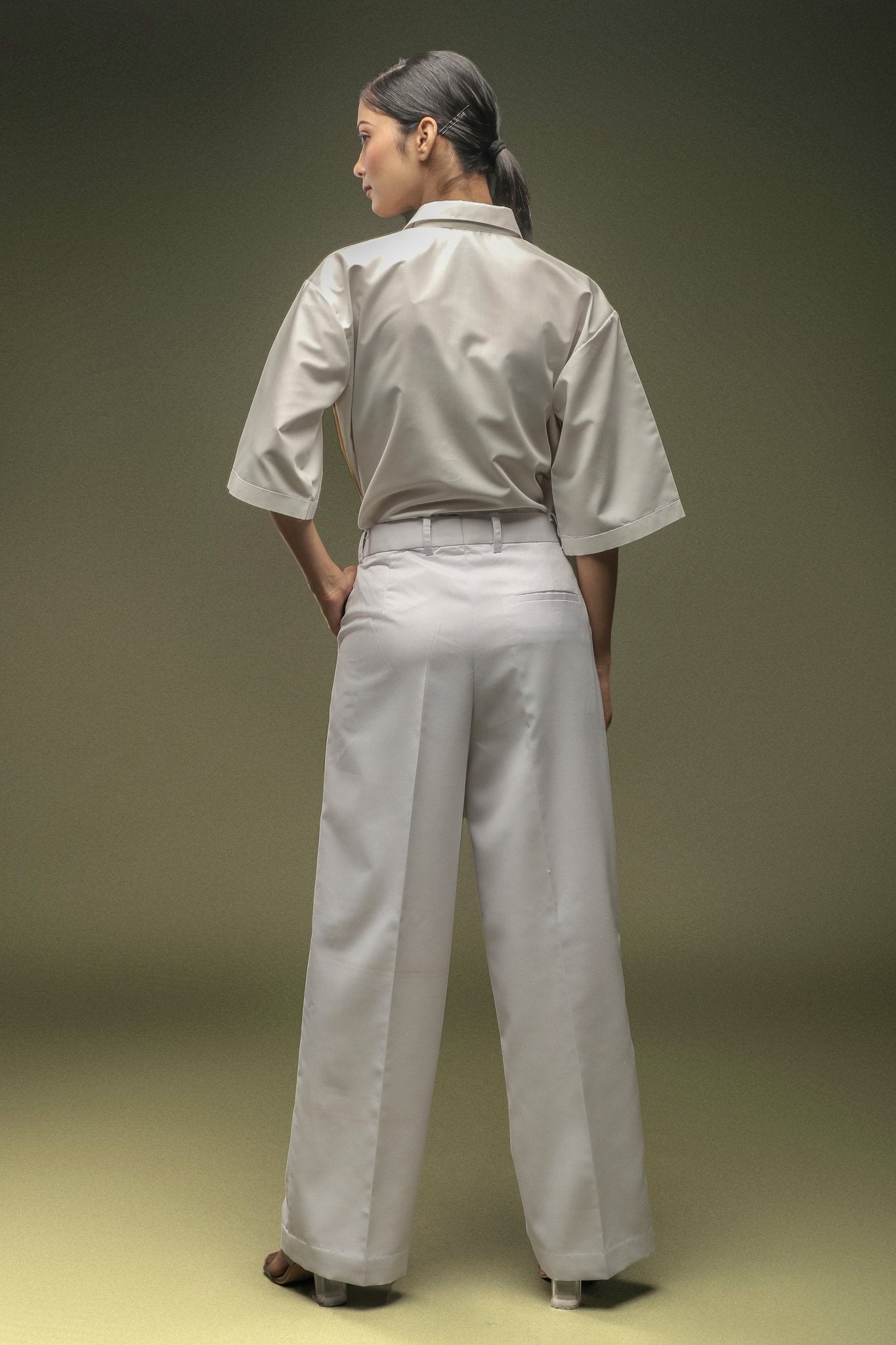 White Pleated Trouser - Dheeraj Sharma