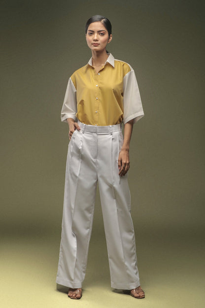 White Pleated Trouser - Dheeraj Sharma