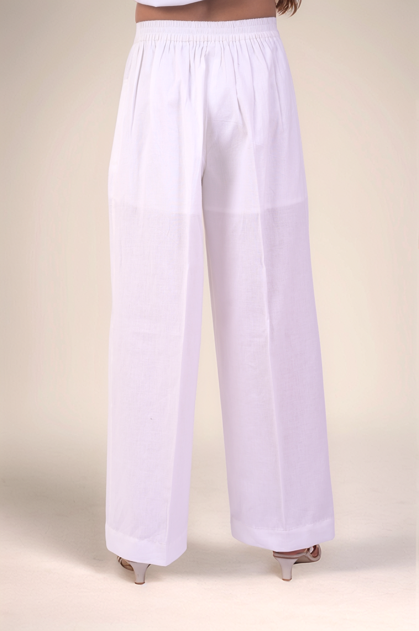 White Cotton Loose Trouser