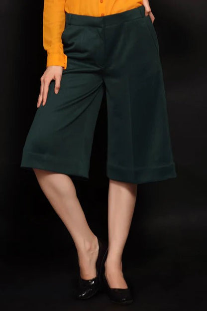 Yellow - Black Piping Women Shirt & Green Cropped Trouser Combo - Dheeraj Sharma