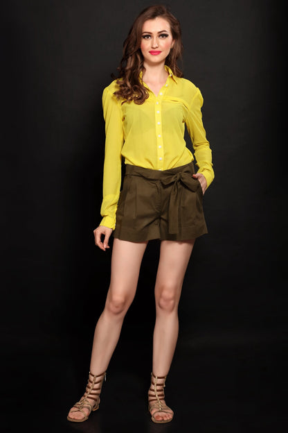 Yellow Georgette Shirt - Dheeraj Sharma